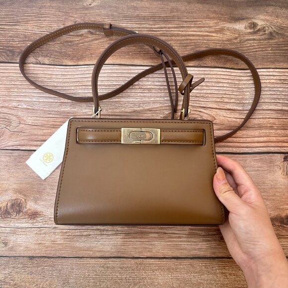 TORY BURCH Lee Radziwill Mini Shoulder/Crossbody/Handbag for Women Brown